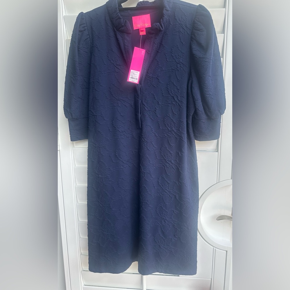 Lilly Pulitzer Large Navy Blue Textured Dress